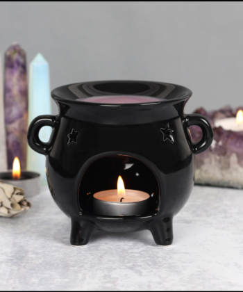 Black Cauldron Wax Melt Burner – Witchy Ceramic Oil Burner for Aromatherapy & Home Decor