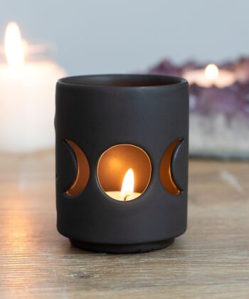 Stunning Black Triple Moon Cut Out Design Tealight Holder Gothic Collection