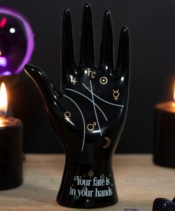 Beautiful Black Ceramic Palmistry Hand Design Ornament Spirtital Collection