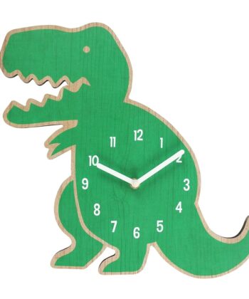 Cute Green Dinosaur Shaped Wall Clock - Childrens Homeware Collection