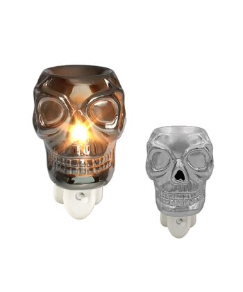 Silver Skull Plug-In Wax Burner Gothic Wax Melt Warmer & Night Light for Home Fragrance