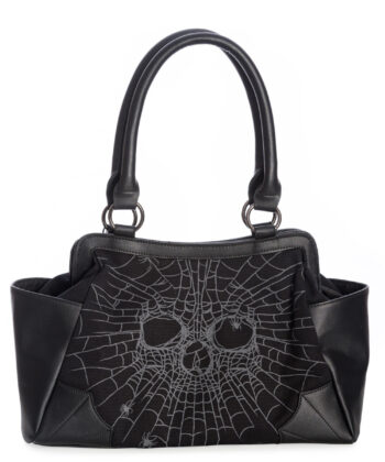 Illusionary Black Gothic Skull Spiderweb Handbag