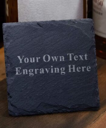 Beautiful Square Laser Engraved Slate Coaster Personalised With Your Own Message / Photo Gift