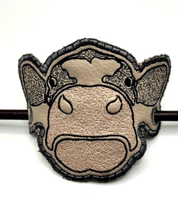 Cow Hair Barrette / Hair Pin with Stick Embroidered Handmade Accessories
