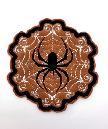 Spider On Web Embroidered Coaster, Mug Rug Handmade Home Decor