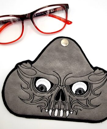 Skull Soft Fabric Glasses Case Handmade With Embroidered Detail