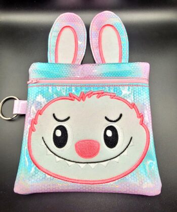 The Monsters Bag, Embroidered Zipper Bag, Kawaii Zipper Pouch, Cute Cosmetic Pouch, Quirky Gift Idea, Faux Leather Bag