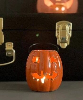 Ceramic Pumpkin Halloween Candle Holder Jack-O’-Lantern Tealight Lantern