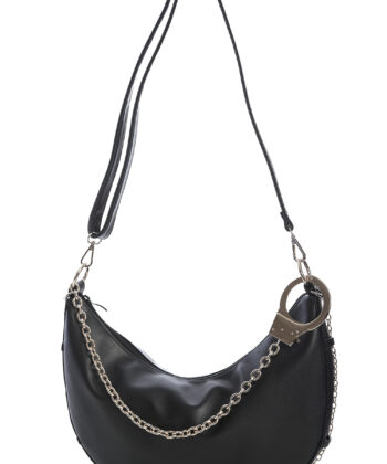 Black Charon Handcuff Detail Slouch Handbag