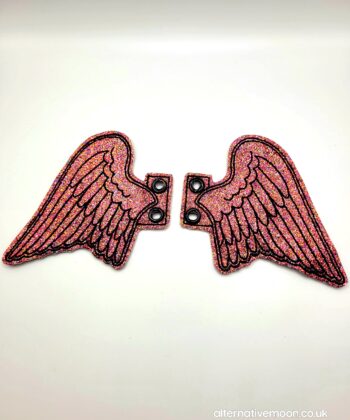 Pink sparkle shoe wings for boots
