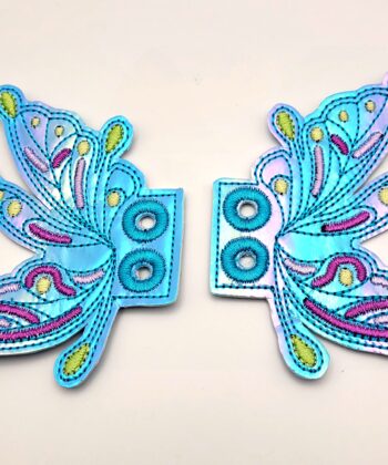 Iridescent fairy shoe lace charms holographic wings