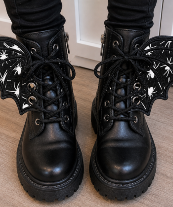 Spider web bat wing shoe lace charms pair