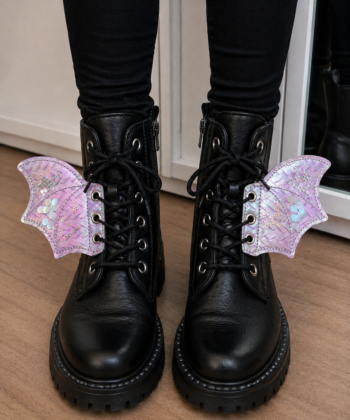 Iridescent fairy wing shoe charms with shaker sequins